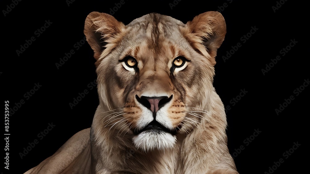 Portrait lion on the black Background. (High Quality Wallpaper Wild Photography) Portrait lion on the black Background. (High Quality Wallpaper Wild Photography)