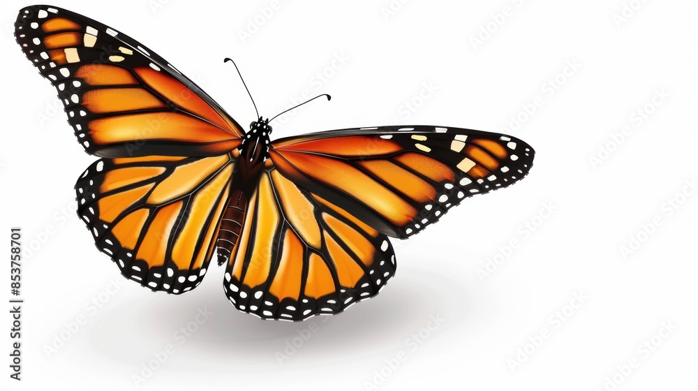 Fototapeta premium Stunning Monarch Butterfly in Flight, Generative AI