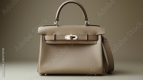 celine tiny bag, Gris etoupe colors, neutral background  photo