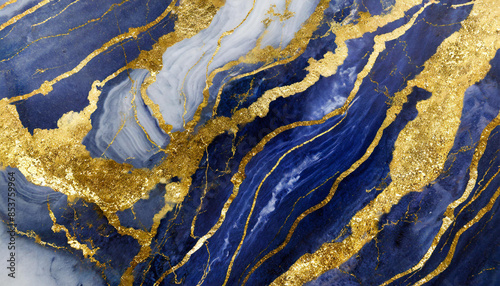 abstract background lapis lazuli marble with shine gold pattern, texture wallpaper