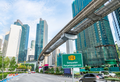 Canvas Print Overhead Railway system,running through Kuala Lumpur city center,Malaysia