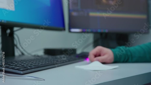 Wallpaper Mural A person is typing on a computer and taking a sip from a cup of coffee next to them. Concept of productivity and focus, as the person is working on their computer while enjoying a hot beverage Torontodigital.ca
