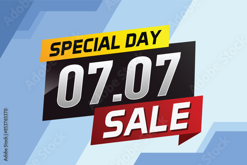 7.7 Special day sale word concept vector illustration with ribbon and 3d style for use landing page, template, ui, web, mobile app, poster, banner, flyer, background, gift card, coupon

