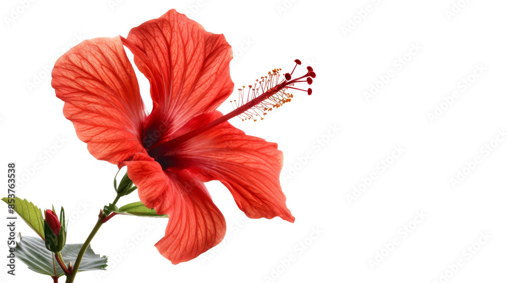 Fototapeta premium Hibiscus red flower on white background