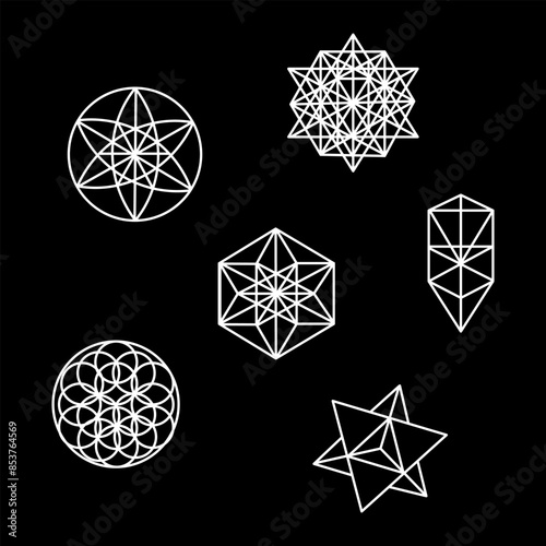 Mystical esoteric symbols of Kabbalah drawn by hand