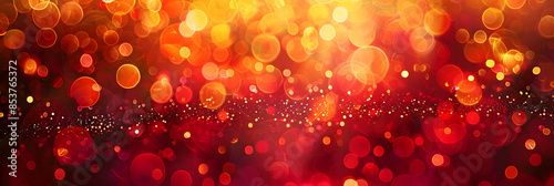 Stunning Abstract Background with Shimmering Red and Golden Bokeh Lights
