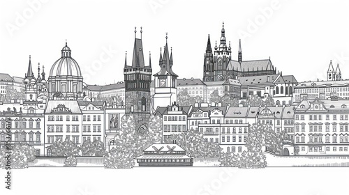 Artistic illustration of Prague city. Czech Republic in Europe.