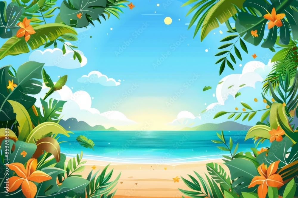 Fototapeta premium Summer Background illustration created with Generative AI