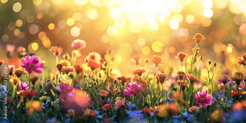 Vibrant Wildflowers in Golden Sunlight Vibrant Wildflowers in Golden Sunlight