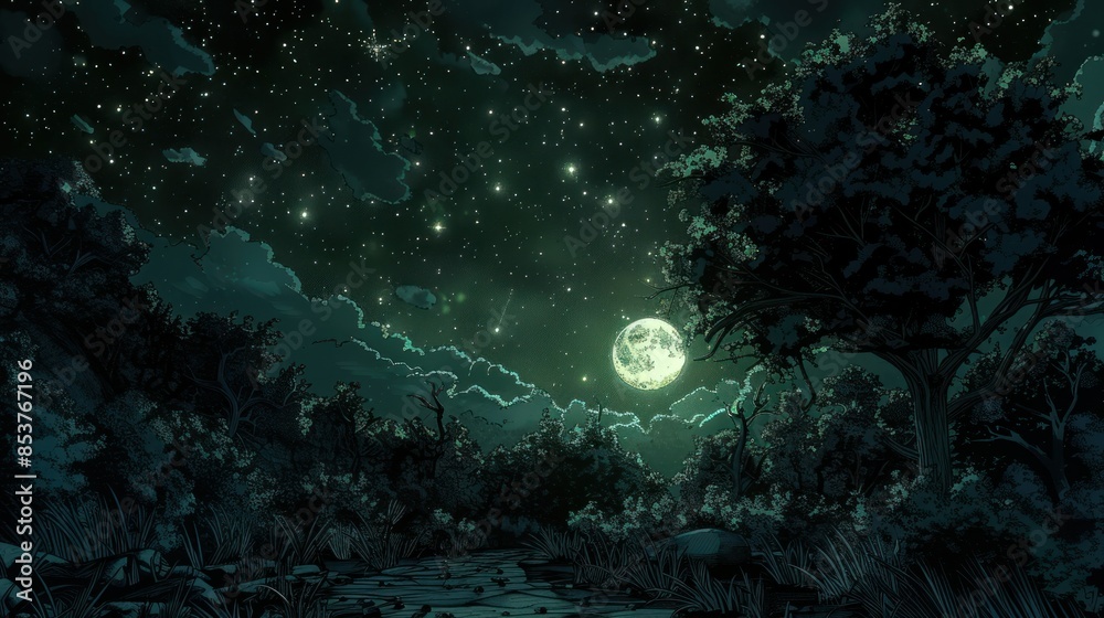 Fototapeta premium digital art of Stargazing victorian twilight lighting 