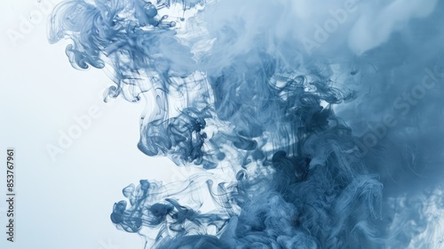 Blue Smoke Explosion Edges on Clear Canvas AI generated