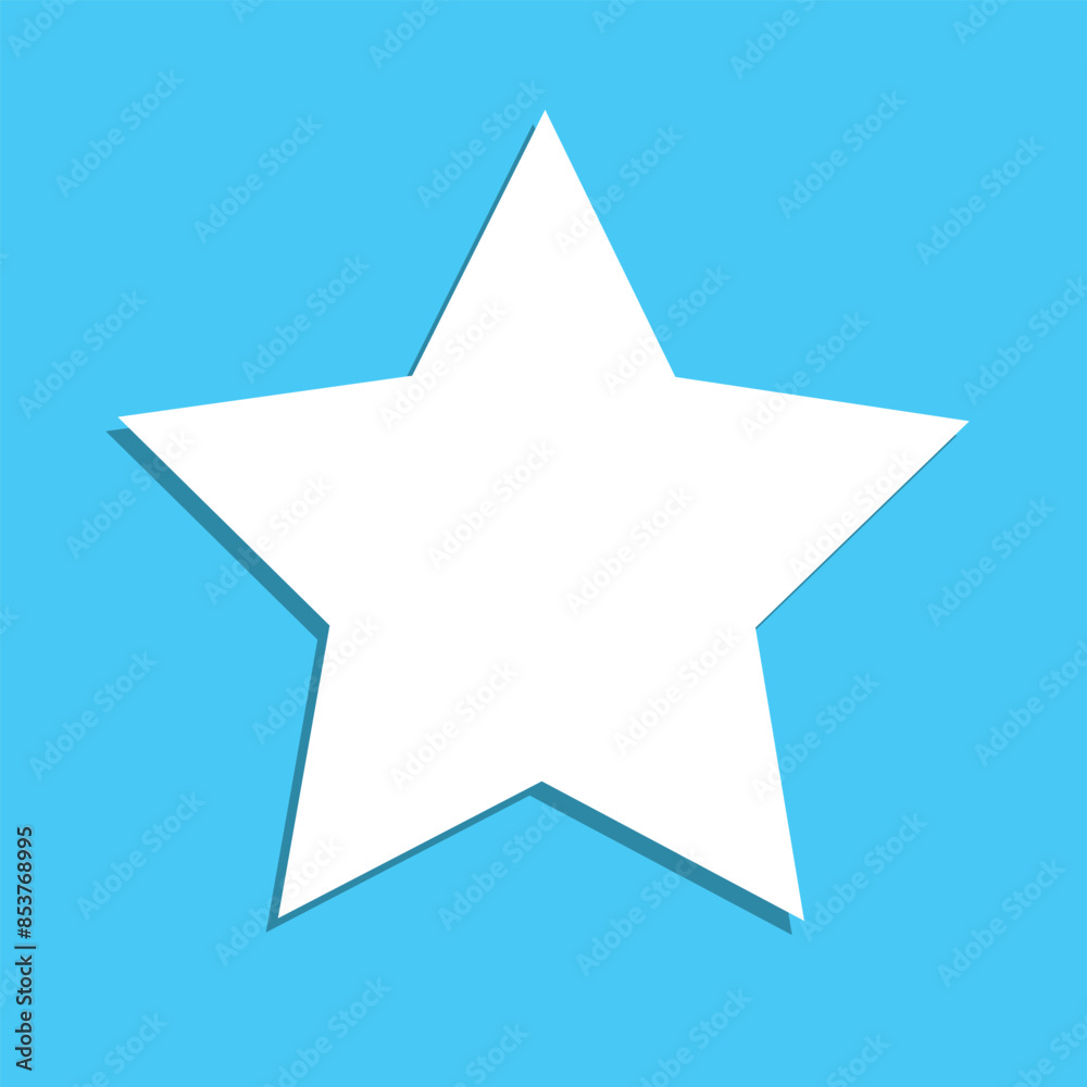 Simple star, rating symbol. White icon with shadow on sky background. Vector illustration. EPS 10 Simple star, rating symbol. White icon with shadow on sky background. Vector illustration. EPS 10
