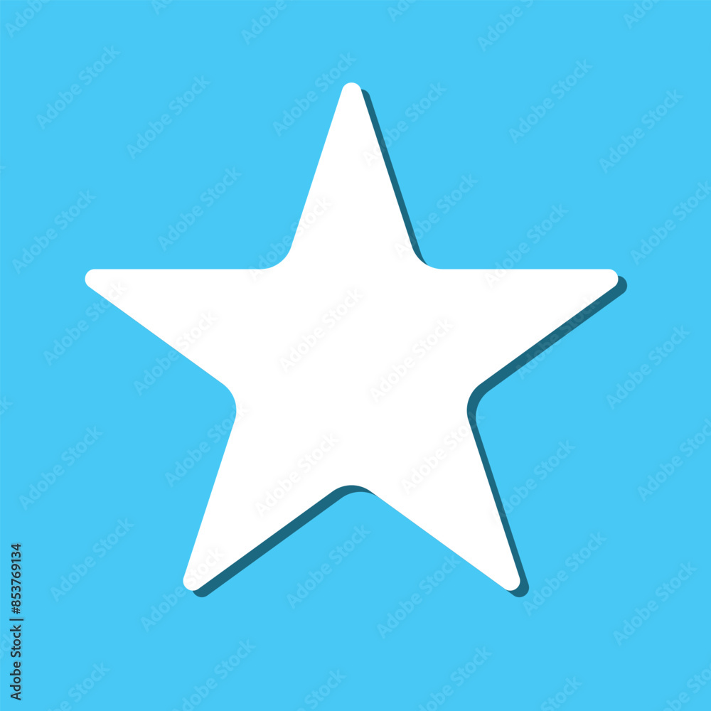 Simple star, rating symbol. White icon with shadow on sky background. Vector illustration. EPS 10 Simple star, rating symbol. White icon with shadow on sky background. Vector illustration. EPS 10