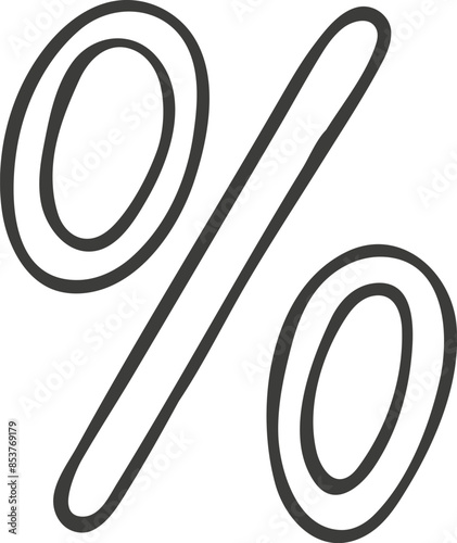 Hand drawn percent icon. Vector picture, doodle style.

