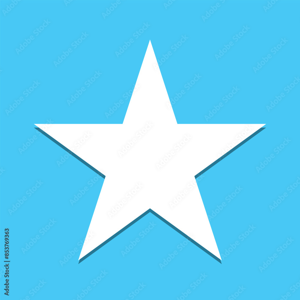 Simple star, rating symbol. White icon with shadow on sky background. Vector illustration. EPS 10 Simple star, rating symbol. White icon with shadow on sky background. Vector illustration. EPS 10