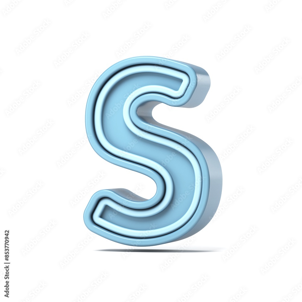 Pastel blue font Letter S 3D Pastel blue font Letter S 3D
