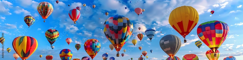 Obraz premium A whimsical hot air balloon festival with colorful balloons filling the sky.