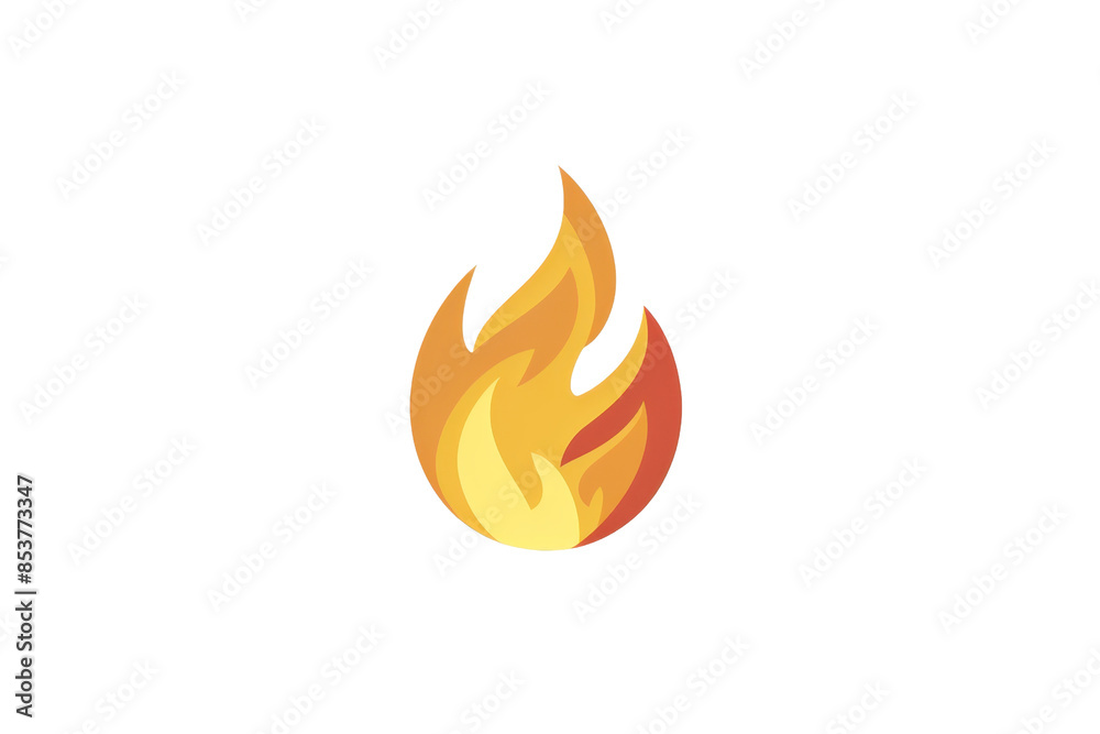Illustration of a vibrant, stylized flame in orange and yellow hues, representing fire or heat on a plain transparent background.