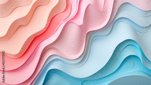 A colorful, abstract design with pink, blue, and purple waves