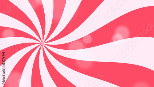 Red candy background with swirling sunbursts and bokeh effect