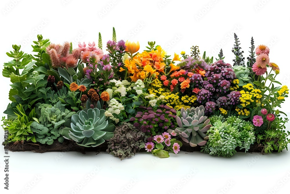Lively and Vibrant Garden Scene with Abundant Foliage Lively and Vibrant Garden Scene with Abundant Foliage