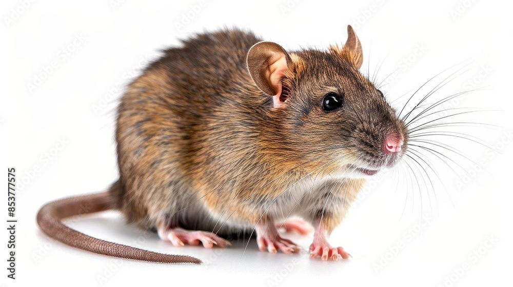 High-quality close-up photograph of a brown and white rat with sharp details High-quality close-up photograph of a brown and white rat with sharp details