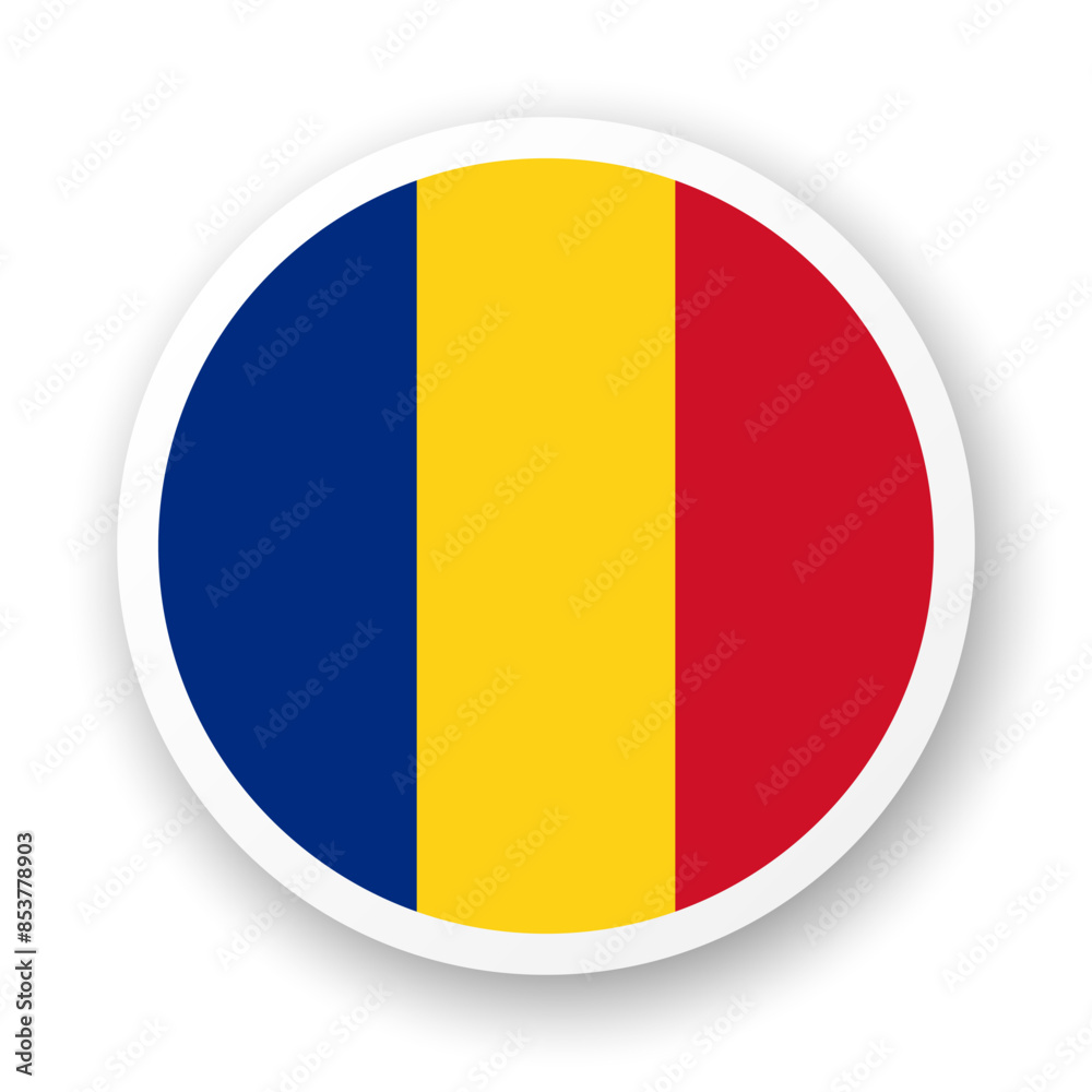 Flag of Romania flat icon. Round vector element with shadow. Best for mobile apps, UI and web design. Flag of Romania flat icon. Round vector element with shadow. Best for mobile apps, UI and web design.