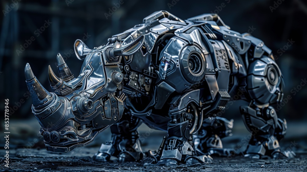 Fototapeta premium Photos of 3D, images of various futuristic robot animals.
