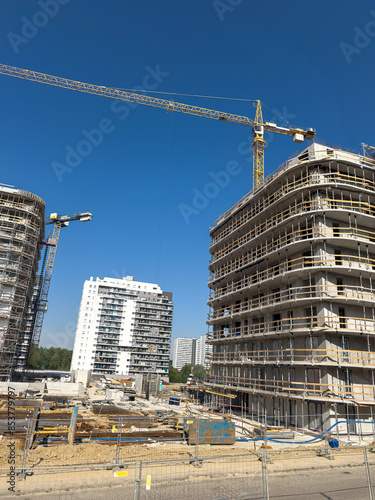 new modern high-rise buildings detail, crane. Indusrtial concept photo