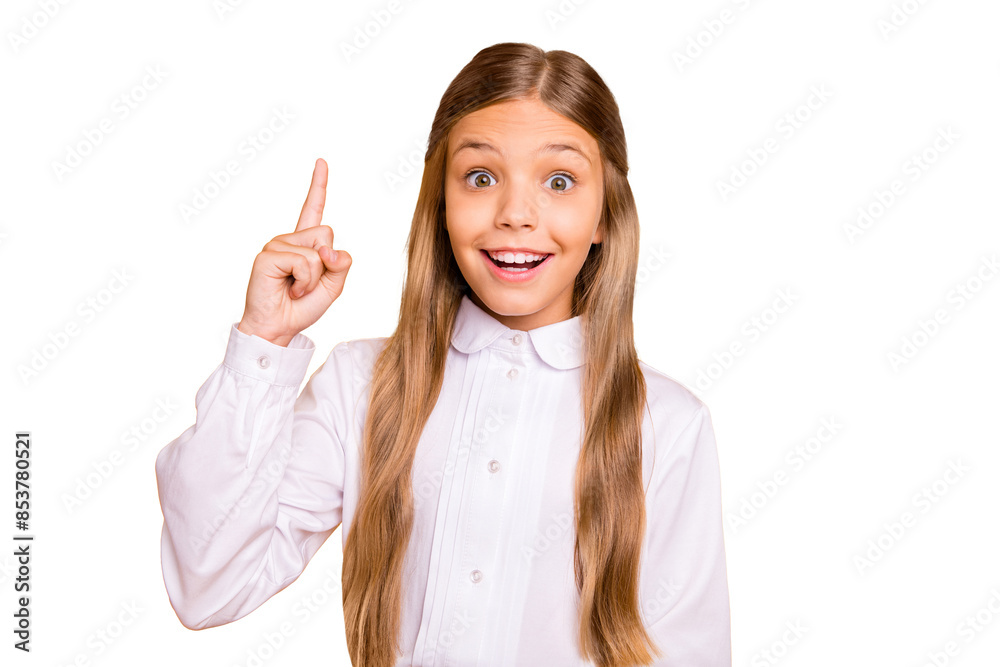 Close-up portrait of her she nice-looking attractive knowledgeable creative genius brainy cheerful cheery straight-haired pre-teen girl pointing up isolated on bright vivid shine yellow background Close-up portrait of her she nice-looking attractive knowledgeable creative genius brainy cheerful cheery straight-haired pre-teen girl pointing up isolated on bright vivid shine yellow background