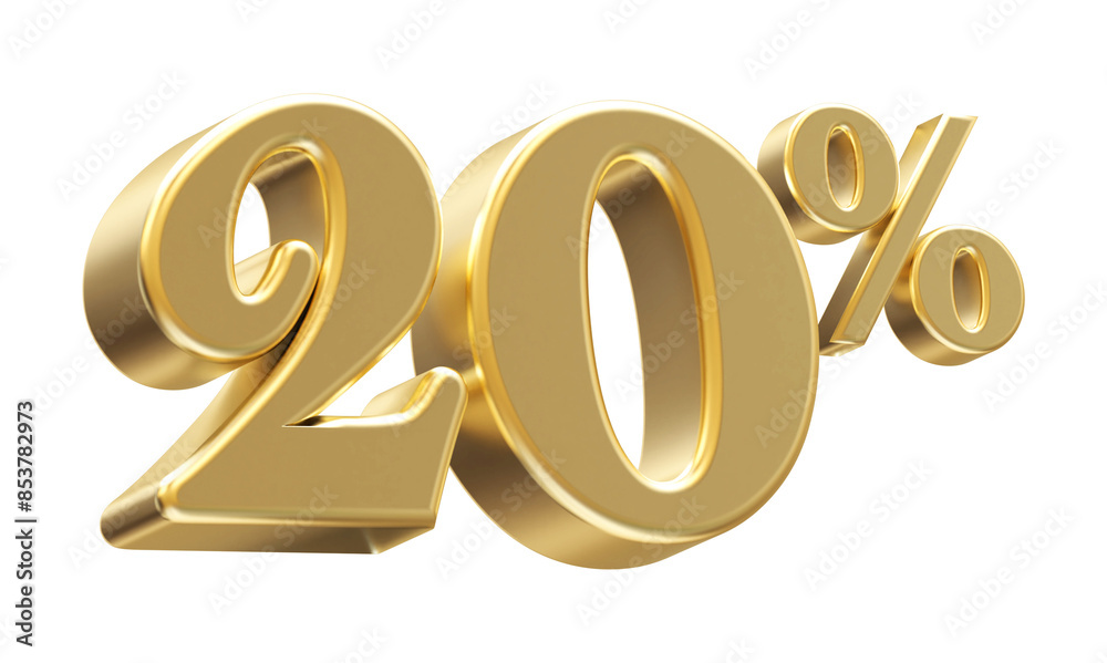 20 Percent Off Sale Gold Number 3D 20 Percent Off Sale Gold Number 3D