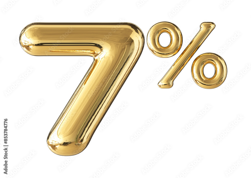 7 Percent Off Sale Gold Number 3D 7 Percent Off Sale Gold Number 3D