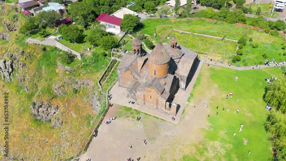 Saghmosavank Monastery located in the village of Saghmosavan in the Aragatsotn Province of Armenia. Тaken with a drone Saghmosavank Monastery located in the village of Saghmosavan in the Aragatsotn Province of Armenia. Тaken with a drone