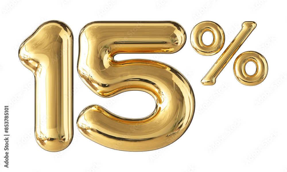 15 Percent Off Sale Gold Number 3D 15 Percent Off Sale Gold Number 3D