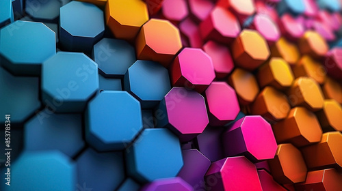 Colourful Hexagon Background as Illustration for media industry in simple accurate and straight photo