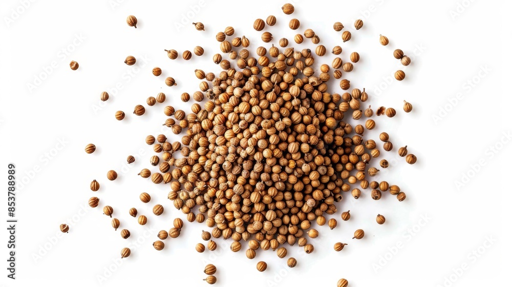 Heap of Coriander Seeds Isolated on White Background, Generative AI Heap of Coriander Seeds Isolated on White Background, Generative AI