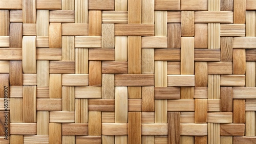 A backdrop of beech wood tiles, arranged in a basketweave pattern, offering a classic look. photo