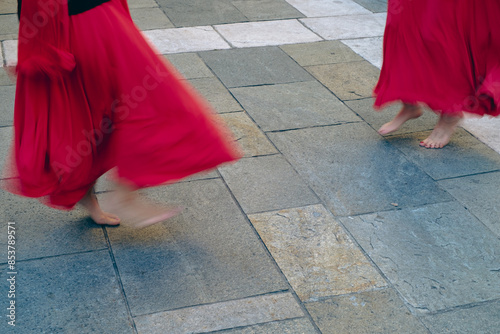 Feet of women dancing the pizzica, the Salento taranta dance