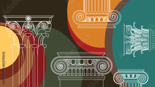Background wallpaper of Baroque Architecture Column Design
