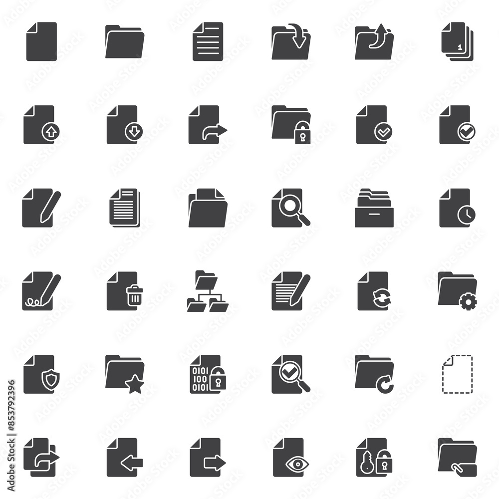 Files and folders vector icons set Files and folders vector icons set