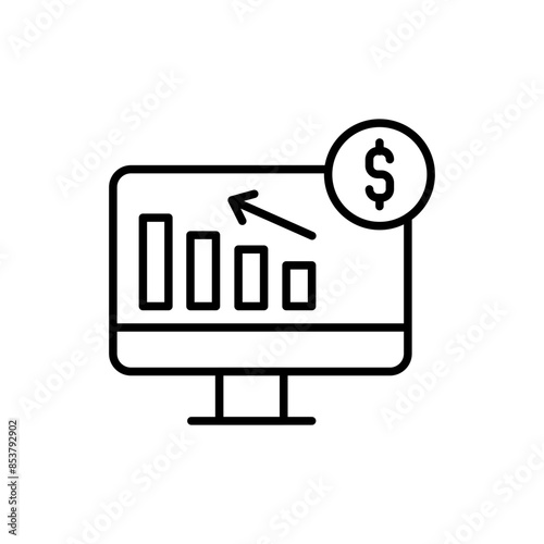 Growth sales outline icons, minimalist vector illustration ,simple transparent graphic element .Isolated on white background