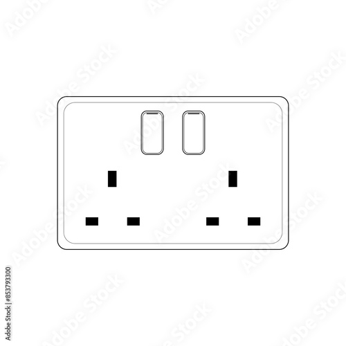 Power plug two Socket Outlet type g with switch