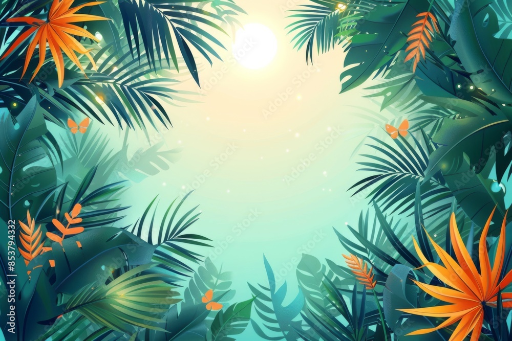 Summer Background illustration created with Generative AI Summer Background illustration created with Generative AI
