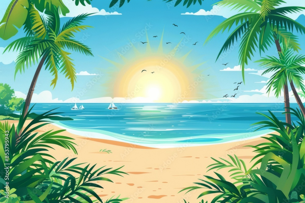 Obraz premium Summer Background illustration created with Generative AI