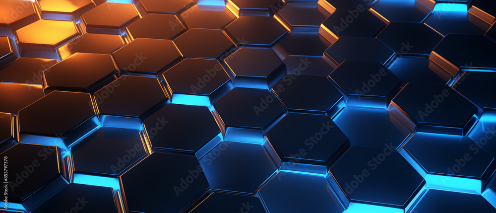 Futuristic Blue and Orange Hexagonal Tiles Futuristic Blue and Orange Hexagonal Tiles
