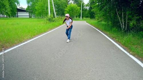 Wallpaper Mural Friendly family walking holding hands in the park in summer. Happy sisters enjoys running on nature forest together on vacation. Torontodigital.ca