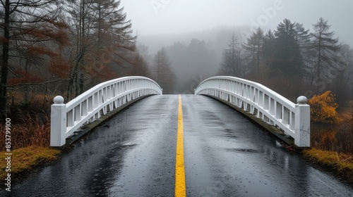 A white bridge on the highway in the background