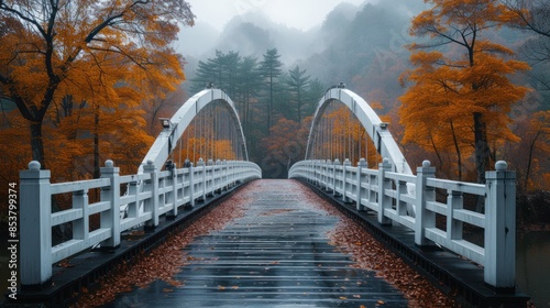 A white bridge on the highway in the background