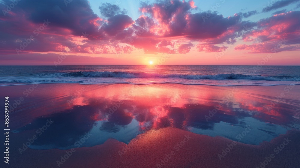 Fototapeta premium Beautiful sunset over the Lake