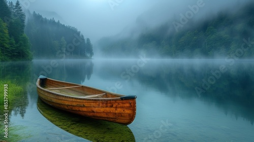 wooden boat in calm water